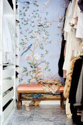 Peacock Wallpaper Large Closet Floral Spring Decor