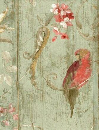 Bird Rose French Cottage Floral Victorian Wallpaper