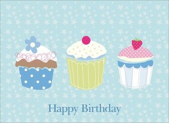 Cupcakes On Starry Background BirtHDay Cards From Cardsdirect