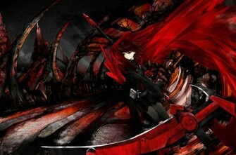 Ruby Rose Red Rwby Death Scythe Girls Cape Girl Anime HD Wallpaper