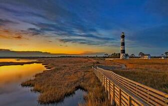 Wallpaper Clouds Lighthouse Island Glow Usa North Carolina