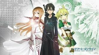 Anime Sword Art Online Suguha Kirigaya Asuna Yuuki Kirito Fond D