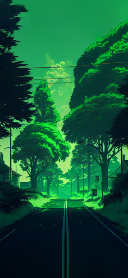 Green Aesthetic Anime Background Wallpaper