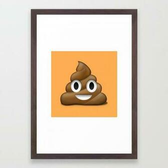 Smiling Poo Emoji Colored Background Framed Art Print By Flarup