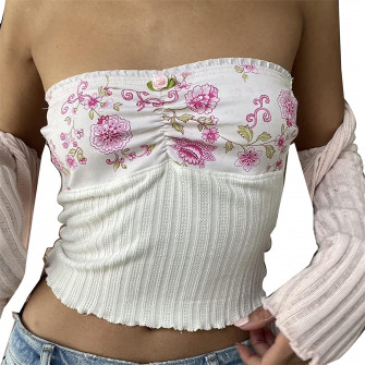 Danceemangoos Y2k Clothing Sexy Sheer Lace Strapless Tube Crop