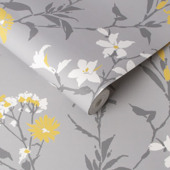 Aeris Grey Yellow Wallpaper Graham Brown