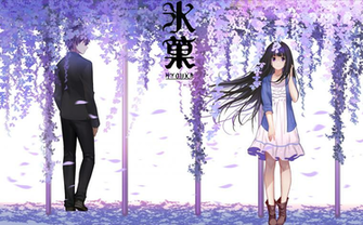 Eru Chitanda And H Tar Oreki Full Body HD Wallpaper Background