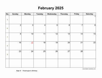 Blank Calendar Template February Wallpaper