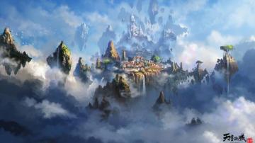 Fantasy Floating City And Mountains 1080p Wallpaper HDwallpaper