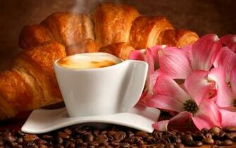 Cappuccino And Croissant Wallpaper