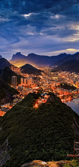 Mobile Wallpaper Cities Night City Horizon Mountain