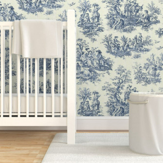 Removable Wallpaper Swatch Victorian Style Toile De Jouy Winter
