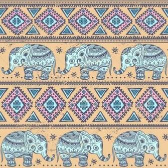 Seamless Ethnic Elephants Patterns Decorative