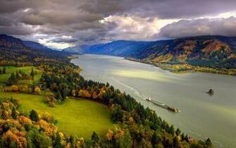 North America River Columbia Fall November HD Wallpaper