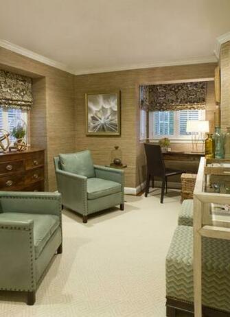 Grasscloth Wallpaper Ideas Gray Velvet Chairs With Wainscoting