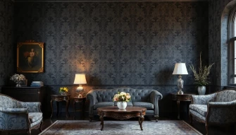 Dark Gray Damask Wallpaper