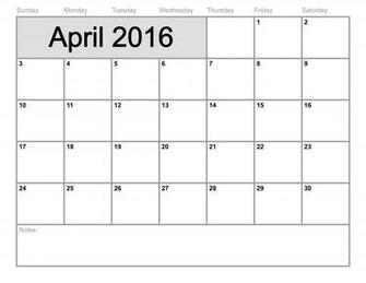 April Calendar Printable Blank Jpg