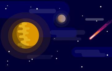 Wallpaper Dark Space Red Moon Star Minimalism Yellow Blue