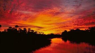 Sunset Delta Botswana Wallpaper
