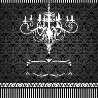 Vintage Chandelier Card With Damask Pattern