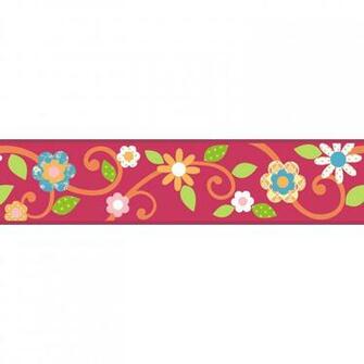 Room Mates Studio Designs Scroll Floral Wall Border In Pink White