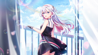 Anime Girl Blue Eyes Clouds 4k HD Wallpaper