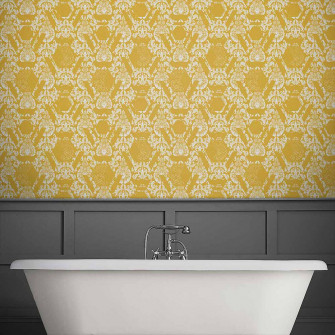 Geo Damask Yellow Wallpaper Graham Brown