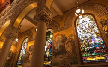 Church Cathedral Stained Glass Window Interior Wallpaper HD