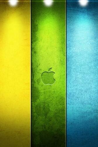 Apple Logo Yellow Green And Blue Wallpaper iPhone