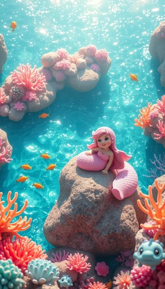 Cute Pink Mermaid Wallpaper