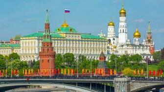 Kremlin And Bolshoy Kamenny Bridge Moscow Russian Federation 4k