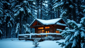 Winter Cabin Wallpaper Image