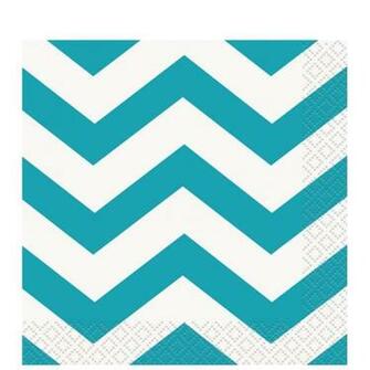 Tropical Teal Chevron Print Beverage Napkins Ct