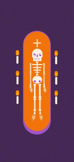 Skeleton In A Casket iPhone Wallpaper
