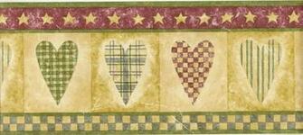 Country Wallpaper Border Americana Plaid Checkard Hearts Wall