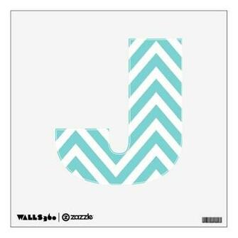 Aqua Chevron Pattern Letter J Wall Decal