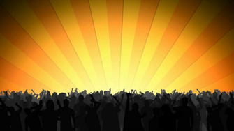 Looping Rock Concert Crowd Dancing And Jumping With Sunrise In The