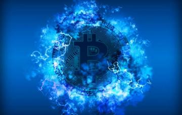 Photo Wallpaper Blue Lightning Fon Coin Bitcoin