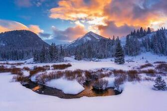 Utah Mountains Winter Snow Stream Wallpaper Landscapes