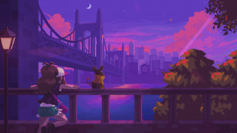Hilda And Tepig Watching Castelia City Pokemon Pixel Live Wallpaper