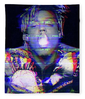 Smoking Glitch Fleece Blanket By Juice Wrld Pixels