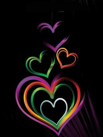 Colorful Hearts On Black Background Elsoar