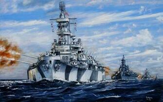 Wallpaper Art Sea Build Battleships U S Navy Volleys Fire Ww2