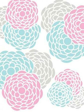 Background Wallpaper Floral Print Aqua Pink Gray Yellow