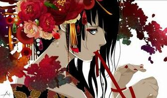 Make Up Kimono Japanese Dress Beautiful Female Girl Anime HD Wallpaper