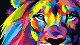 Full HD Colourful Lion Artwork Wallpaper 4k Ultra