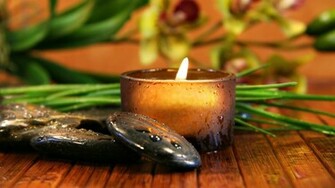 Relaxation Zen Candle Rocks Bokeh Wallpaper