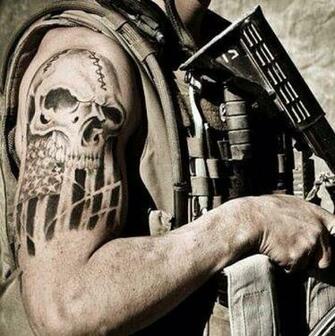 American Flag With Skull Badass Tattoos