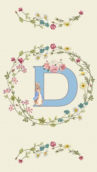 Letter D Ethnic Floral Pattern Wallpaper