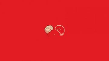 Brain Vector Art Humor Red Minimalism Background 2k